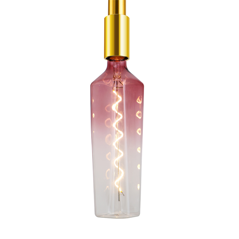 Whisky Gradient różowy 4W kształt butelki Wielokolorowa dekoracja Moda Spiralne żarnikowe światło LED